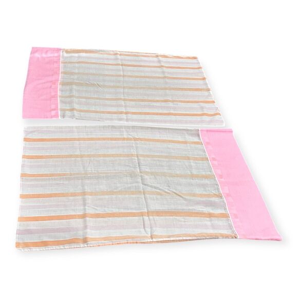 MCM 1970s Mod Cannon Monticello Malibu Stripe Pillowcases Standard Set of 2 - Picture 11 of 16